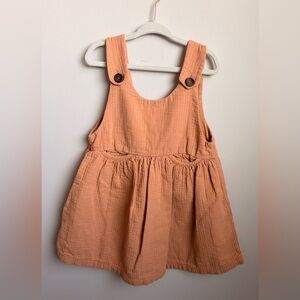 Zara Peach Sleeveless Buttoned Dress